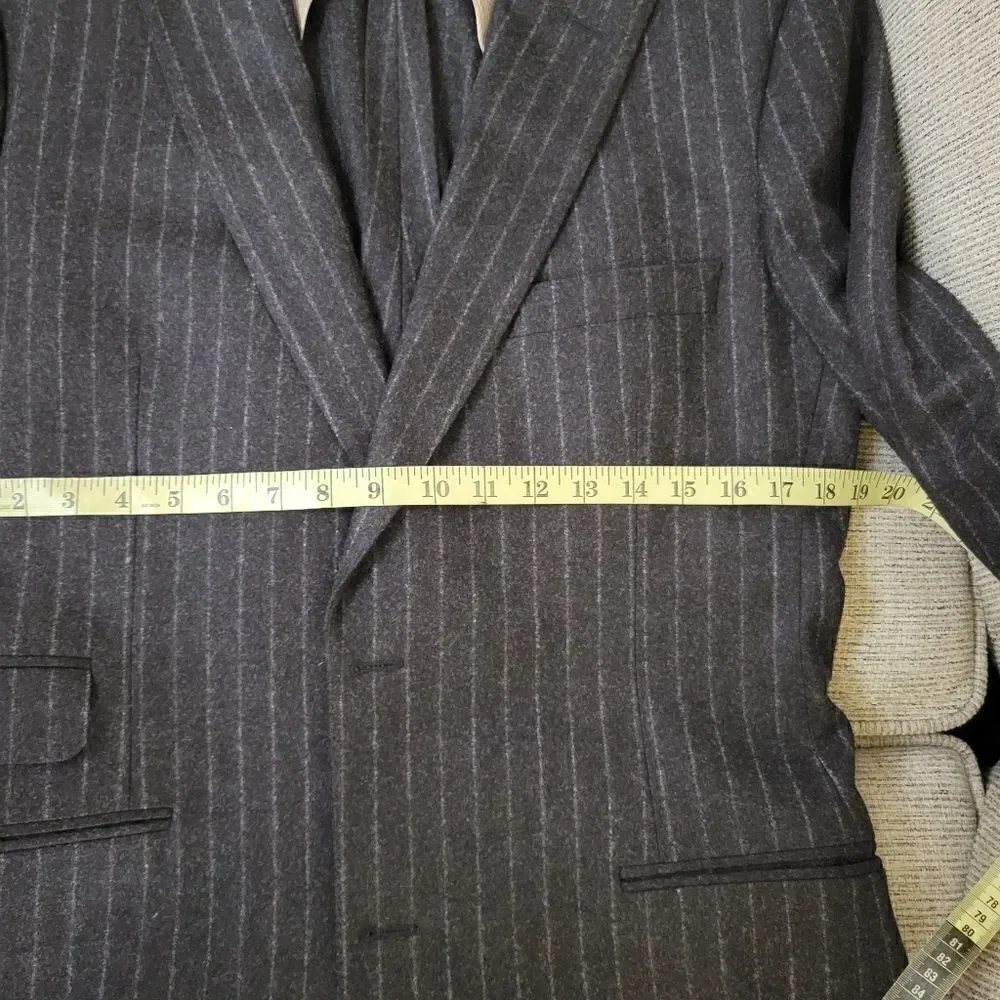 Paul Stuart Wool Blazer Dark Gray Striped Size 41 XL